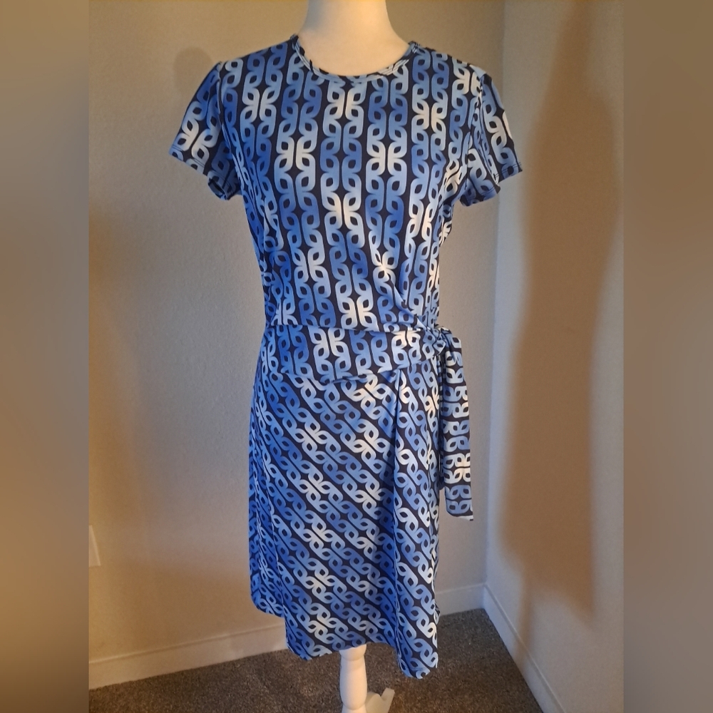 J. McLaughlin Elora Dress Catalina Cloth in Mini Block Chain Sz M EUC